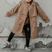 voordelige Bovenkleding-Kinderen Jongens Jas Lange mouw Grijs Khaki Bruin Effen Zak Winter Actief Urheilu 3-13 jaar / Lapwerk
