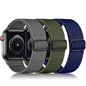 お買い得  Apple Watch Bands-3パック Solo Loop と互換性があります Apple Watch ウォッチバンド 38mm 40mm 41mm 42mm 44mm 45mm 49mm 弾性ある メタルクラスプ 伸縮性 ナイロン 交換用時計バンド のために iwatch Ultra 2 Series 9 8 7 SE 6 5 4 3 2 1