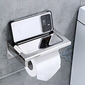 お買い得  トイレットペーパーホルダー-多機能トイレット ペーパー ラック 304 ステンレス鋼ロール ペーパー タオル ラック大/小ミラー明るい明るい色
