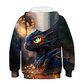billiga Pojkens 3D-djur-Unisex 3D Grafisk Djur Drake Huvtröja Långärmad 3D-tryck Sommar Vår Höst Mode Häftig Barn 3-12 år Utomhus Dagligen Normal