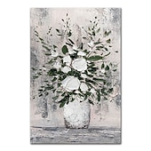 お買い得  花/植物画-ミンチュラ 手作り 厚いテクスチャー 花 油絵 キャンバス 壁アート 装飾 モダン 抽象画 ホームデコレーション ロールフレームレス 未延伸絵画