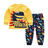 billiga Kläder för pojkar-unisex hoodie för barn &amp; byxa kläder set 2 delar långärmad mörkblå tecknad djur bomull ledig komfort 2-6 år
