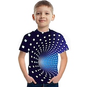 cheap Boy&#039;s 3D Vision &amp; Geometry-Boys 3D Graphic Color Block Optical Illusion T shirt Tee Short Sleeve 3D Print Summer Sports Streetwear Basic Kids 3-12 Years