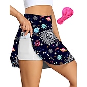 cheap Women&#039;s Pants, Shorts &amp; Skirts-Women&#039;s Cycling Skort Skirt Bike Padded Shorts / Chamois Bottoms Mountain Bike MTB Road Bike Cycling Sports Floral Botanical 3D Pad Cycling Breathable Quick Dry Navy Blue Blue Spandex Clothing Apparel