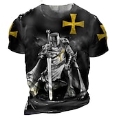 tanie Koszulki z wiarą-Męskie Dla obu płci Krzyż templariuszy Wzory graficzne Soldier Podkoszulek przetarta koszulka Krótki rękaw Podkoszulek Druk 3D Półgolf Koszula Sport Designerskie Codzienny Na zewnątrz Ulica Codzienny