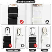 abordables Fournitures pour la maison-Lot de 4 clips de fixation pour draps de lit - sangles élastiques pour supports de draps de lit, pinces pour housses de matelas, organisateurs de couettes et de couvertures