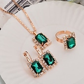ieftine Seturi de Bijuterii-Cercei Rotunzi 3buc Ștras Aliaj Inele 1 Colier Cercei Pentru femei Elegant Epocă Modă Geometric Geometric Shape Set de bijuterii Pentru Petrecere Stradă Zilnic