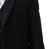 billiga Pojkes formella kostym-4 delar Ringbärarkostym Pojkar Barn Kostym och blazer Kavaj &amp; väst &amp; byxor &amp; skjorta &amp; slips Formellt set Klädesset Fest Speciellt Tillfälle Födelsedag Mode Mild Ensfärgat Svart Dammig blå Elastan