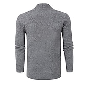 preiswerte Herren Strickjacke-Herren Pullover Strickjacke Gerippt Stricken Strick Feste Farbe Hemdkragen Basic Stilvoll Täglich Festtage Bekleidung Winter Herbst Schwarz Wein M L XL