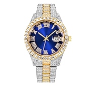 cheap Quartz Watches-Quartz Watch For Men Male Hip Hop Full Diamond Watch Luxury Stainless Steel Clock Men Analog Quartz Wristwatches Gift Boyfriend