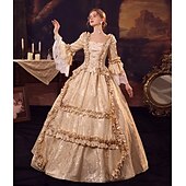 cheap Dresses-Princess Shakespeare Plus Size Gothic Rococo Vintage Inspired Medieval Party Costume Masquerade Women&#039;s Costume Vintage Cosplay Wedding Party 3/4-Length Sleeve Ball Gown Christmas