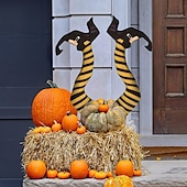 levne Halloween venkovní dekorace-halloweenské nohy zlé čarodějnice s kolíky, halloweenská čarodějnická rekvizita, halloweenská venkovní dekorace, dekorace na trávník, dvůr a terasu halloweenská dekorace