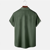 economico camicia da uomo con bottoni-Per uomo Camicia Camicia Estiva Camicia da Bowling Camicia con Bottoni Verde Manica Corta Blocco di colori A righe Collo ripiegato Stampa Vacanza Quotidiano Bottonato Abbigliamento Poliestere Vintage
