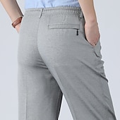 preiswerte Schlank-Herren Anzughosen Hose Hosen Chinesisch Chino Elastische Taille Glatt Komfort Atmungsaktiv Hochzeit Geschäft Casual Modisch Klassisch Schwarz Staubiges Blau Hoher Taillenbund elastisch