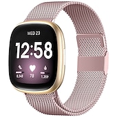 billige Fitbit klokkebånd-Reim til Smartklokke Kompatibel med Fitbit Versa 4 Sense 2 Versa 3 Sense Rustfritt stål Smartklokke Stropp Pustende Støtsikker Milanesisk rem Erstatning Armbånd