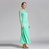 voordelige Ballroom danskleding-Ballroomdansen Kleding Pure Kleur Tule Dames Prestatie Opleiding Lange mouw Polyester