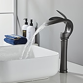 economico Classici-Rubinetto Lavabo Bagno Con Bocca A Cascata, Miscelatore Lavabo In Ottone, Rubinetti Vasca Monocomando Monoforo Finiture Verniciate Corpo Alto Stile Moderno