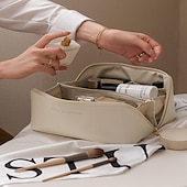 abordables almacenamiento de equipaje y viajes-Bolsa de cosméticos de viaje, bolsa de maquillaje portátil de gran capacidad, bolsa de aseo con divisor, bolsa de lavado de viaje, bolsa de almacenamiento de cosméticos para mujeres y niñas