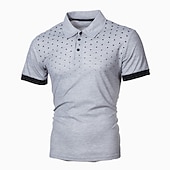 abordables Polo classique pour homme-Homme POLO Tee Shirt Golf Casual du quotidien Col polo Classique Manche Courte Décontractées Flexible Pois Bouton devant Eté Printemps Standard Noir Blanche Rouge bleu marine Orange Gris Clair POLO