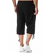 economico Classico-Per uomo Pantaloncini Pantaloncini di lino Pantaloncini estivi Pantaloncini da spiaggia Pantaloni modello Capri A cordoncino Vita elastica Tasca frontale Liscio Comfort Traspirante Polpaccio Sportivo