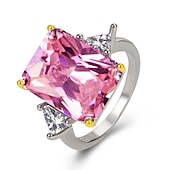 cheap Rings-Ring Wedding Geometrical White Yellow Rosy Pink Copper Rhinestone Stylish Simple Luxury 1pc / Women&#039;s / One Earring