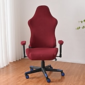 abordables Funda para silla de oficina-Funda para silla de oficina dividida, funda para silla de juego, color burdeos, elástica, lavable, funda para silla de ordenador, para sillón, silla giratoria, silla de juego, silla de jefe de