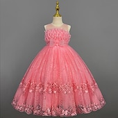 abordables Robes à Fleurs pour Filles-Enfants Fille Robe de demoiselle d&#039;honneur Robe Couleur Pleine Sans Manches Utilisation Mariage Soirée Princesse Doux Coton Maxi Robe de princesse rose Robe Trapèze Robe de demoiselle d&#039;honneur Et