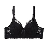 abordables Sujetadores y bralettes-Sujetadores de encaje para mujer, sujetadores acolchados, sujetadores con aros, tirantes desmontables, copa 3/4, escote en V, transpirables, push up, encaje, color puro, gancho&amp;amp;Conjuntos casuales