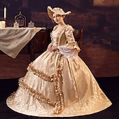 cheap Dresses-Princess Shakespeare Plus Size Gothic Rococo Vintage Inspired Medieval Party Costume Masquerade Women&#039;s Costume Vintage Cosplay Wedding Party 3/4-Length Sleeve Ball Gown Christmas
