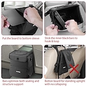 cheap Car Organizers-Car Trash Can with Lid - Car Trash Bag Hanging with Storage Pockets Collapsible and Portable Car Garbage Bin