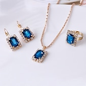 ieftine Seturi de Bijuterii-Cercei Rotunzi 3buc Ștras Aliaj Inele 1 Colier Cercei Pentru femei Elegant Epocă Modă Geometric Geometric Shape Set de bijuterii Pentru Petrecere Stradă Zilnic