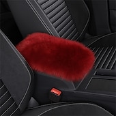 abordables Reposacabezas para coche-Funda de Consola Central de Auto Universal Funda de Apoyabrazos de Piel de oveja de cuero genuino Protector Esponjoso