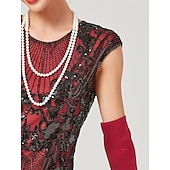 economico Abiti degli anni '20-Anni Ruggenti Anni 1920 Lunghezza al ginocchio Vestito Abito Flapper Abito da Ballo Normale Cortissima Il grande Gatsby Charleston Invitato al matrimonio Paillettes Frangia con nappe Scollo Tondo