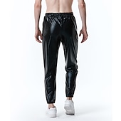 levne ležérní kalhoty-Pánské Běžec Kalhoty Kalhoty chinos Kalhoty pro volný čas Flitrové kalhoty Šňůrky Elastický pas Lesklá metalíza Pevná barva Noční klub Disco světla Na běžné nošení Hip Hop Stříbrná Černá
