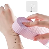 cheap Bathroom Gadgets-Bath Body Shower Sponge Scrub with Self-adhesive Hook Spa Scrub Exfoliator Dead Skin Remover for Adults Children Elasticity Reusable Shower Brush Skin Cleaner