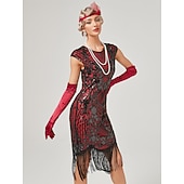 economico Abiti degli anni '20-Anni Ruggenti Anni 1920 Lunghezza al ginocchio Vestito Abito Flapper Abito da Ballo Normale Cortissima Il grande Gatsby Charleston Invitato al matrimonio Paillettes Frangia con nappe Scollo Tondo