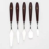 abordables fournitures de peinture, de dessin et d&#039;art-5 pièces couteaux à peindre spatule en acier inoxydable couteau à palette accessoires de peinture à l&#039;huile ensemble de mélange de couleurs pour toile à l&#039;huile peinture acrylique-lightwish