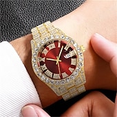 cheap Quartz Watches-Quartz Watch For Men Male Hip Hop Full Diamond Watch Luxury Stainless Steel Clock Men Analog Quartz Wristwatches Gift Boyfriend