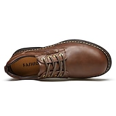 baratos Sapatos Casuais com Cadarço-Homens Oxfords Tênis de trabalho Vintage Negócio Clássico Diário Escritório e Carreira Couro Prova-de-Água Antiderrapante Com Cadarço Preto Marron Outono Inverno