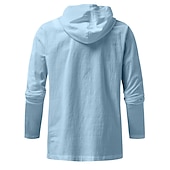 preiswerte Freizeithemden für Herren-Herren Hemd Sommerhemd Strandhemd Feste Farbe Strasse Casual Schwarz Weiß Blau Khaki Langarm Mit Kapuze Sommer Bekleidung