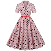 billiga Kvinnors Kollektion-självständighetsdagen flare klänning underklänning bandana 3 st outfits usa flagga 1950-tal retro vintage swing klänning dam festklänning 4 juli