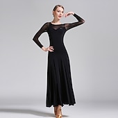 voordelige Ballroom danskleding-Ballroomdansen Kleding Pure Kleur Tule Dames Prestatie Opleiding Lange mouw Polyester