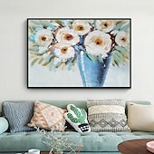 お買い得  花/植物画-ミンチュラ 手作り 厚いテクスチャー 花 油絵 キャンバス 壁アート 装飾 モダン 抽象画 ホームデコレーション ロールフレームレス 未延伸絵画