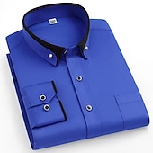 preiswerte Button-Down-Hemden für Herren-Herren Oberhemd Hemd Bügelfreies Hemd Solide / einfarbig Hochzeit Wein Schwarz Weiß Rosa Langarm Umlegekragen Ganzjährig Bekleidung