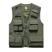 billiga Herrars fiskeväst-Herr Väst Gilet Fiskeväst Vandringsväst Ärmlös väst Gilet Jacka Utomhus Gata Helgdag Dagliga kläder Streetwear Elegant och modernt Sommar Vår Ficka Polyester Andningsfunktion Snabb tork Ren färg