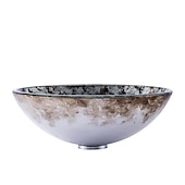 economico Lavabi da appoggio-set lavabo rotondo da bagno 16,5 &quot;x 5,7&quot;, lavandino artistico lavabo con motivo dorato finitura in vetro temperato lavabo artistico sopra lavabo lavabo in ottone