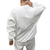 abordables chándal y sudadera con capucha para hombre-Hombre Tracksuit Sudadera Caqui claro. Azul Piscina Morado Rosa Amarillo Cuello Barco Color sólido 2 Piezas Deporte Casual Ropa de calle Ropa de calle Ropa deportiva Casual Invierno Otoño Ropa