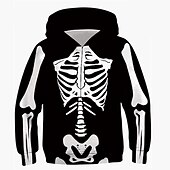 levne Chlapecké halloweenské kostýmy-Halloween chlapci 3D lebka mikina s dlouhým rukávem 3D tisk podzim zima punk vintage sportovní polyester děti 4-12 let outdoor denní vnitřní standardní střih