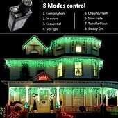 olcso Hálózatra csatlakoztatható elektronika-karácsonyi jégcsap fények kültéri dekoráció 10m 400 led 8 szín 8 mód vízálló meleg fehér fehér rgb 80 csepp karácsonyi eu dugj us plug uk plug au plug