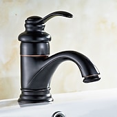 abordables Clásico-Grifo monomando para baño, cascada/juego central de un orificio de latón, grifo de lavabo de baño tradicional de latón que contiene agua fría y caliente